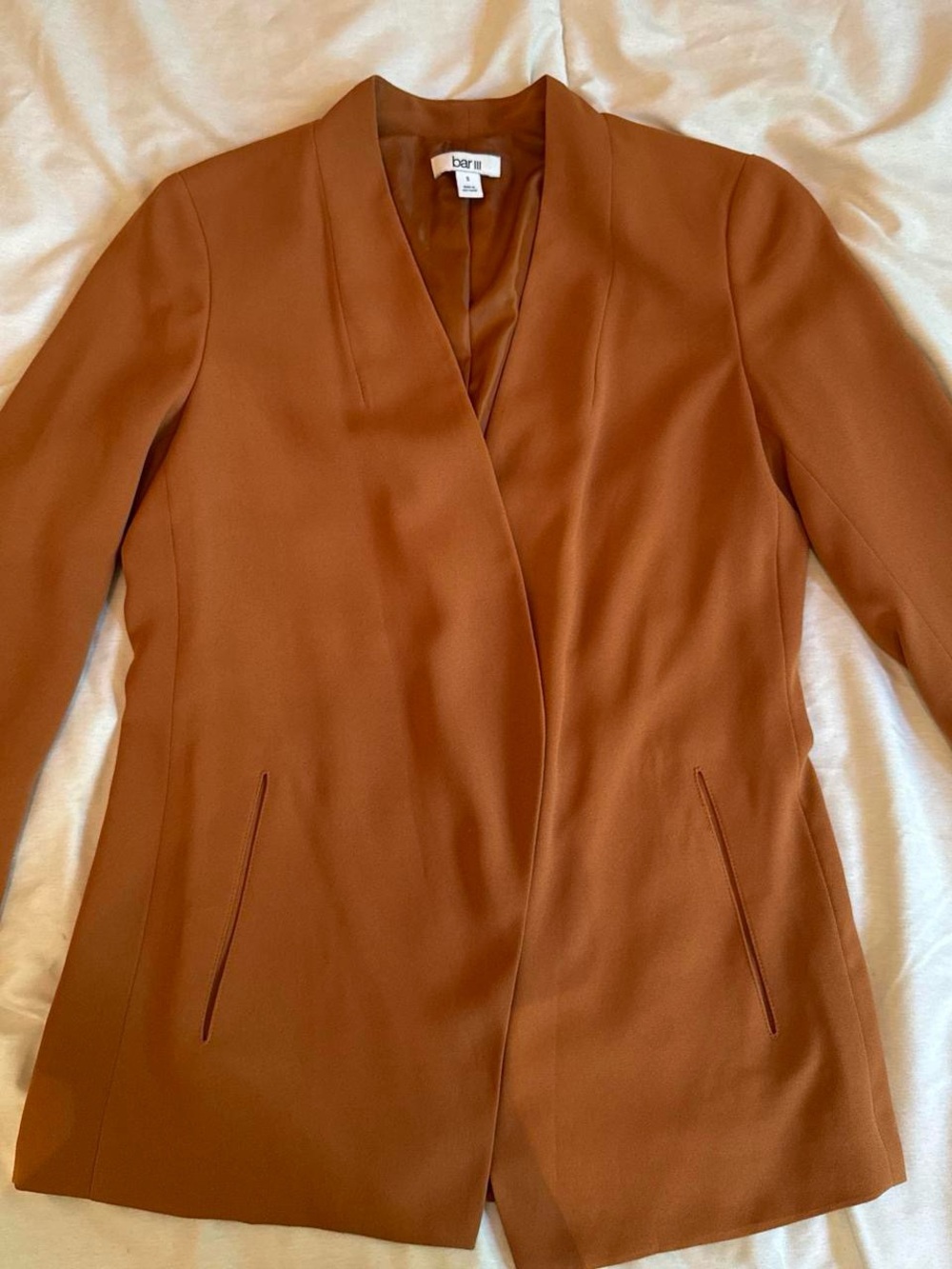 Bar III burnt orange/brown tailored open-front blazer